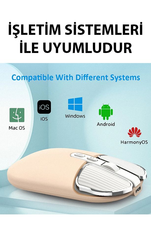 Kablosuz Mouse Kablosuz Fare Bluetooth Ve 2.4 Ghz Şarjlı Ergonomik 1600 Dpı Mouse - 5