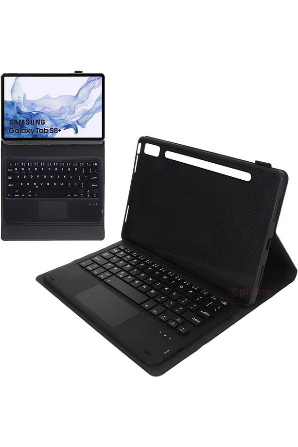Samsung Galaxy Tab S8 Plus SM-X800 Bluetooth Keyboard Akıllı Standlı Tablet Kılıf Wireless Touchpad - 1