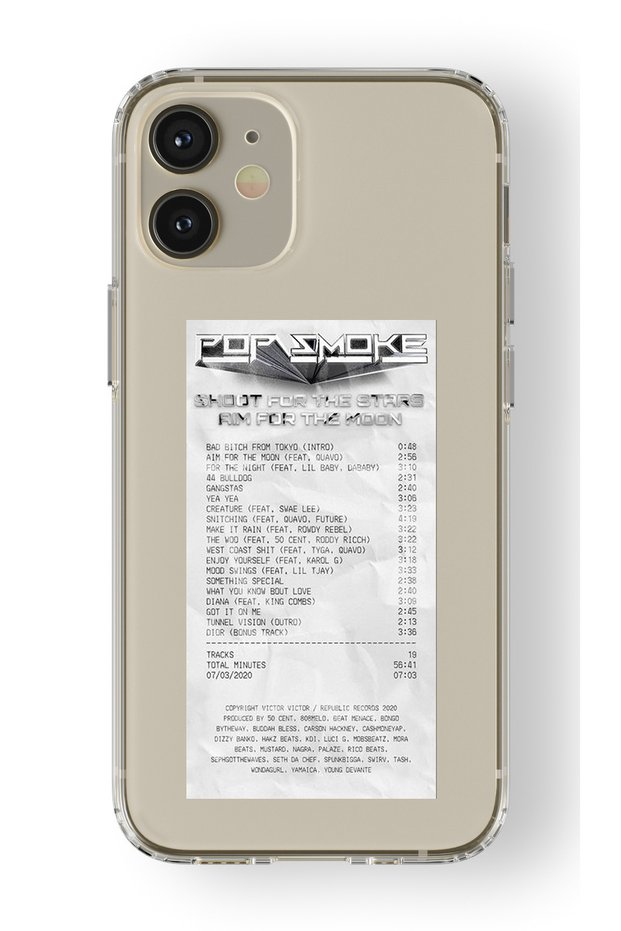حافظة شفافة مطبوعة بتصميم ألبوم Pop Smoke متوافقة مع هاتف Iphone 12 Mini