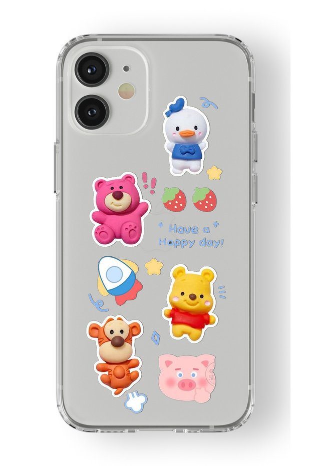 حافظة شفافة مطبوعة بتصميم Happy Day متوافقة مع هاتف Iphone 12 Mini