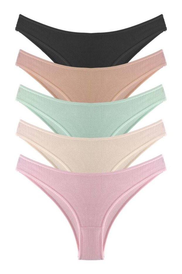 Women's Ribbed Camisole Brazilian Panties with Cotton and Lycra 5-Pack