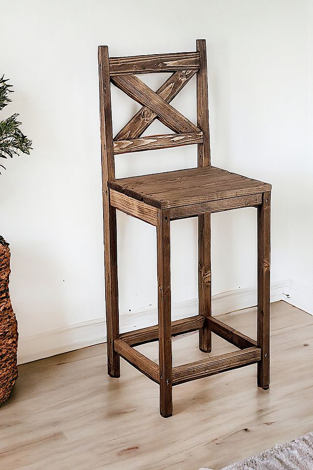 Bar Tabure Ahşap Sandalye Mutfak Bar Sandalyesi 5150 - 1