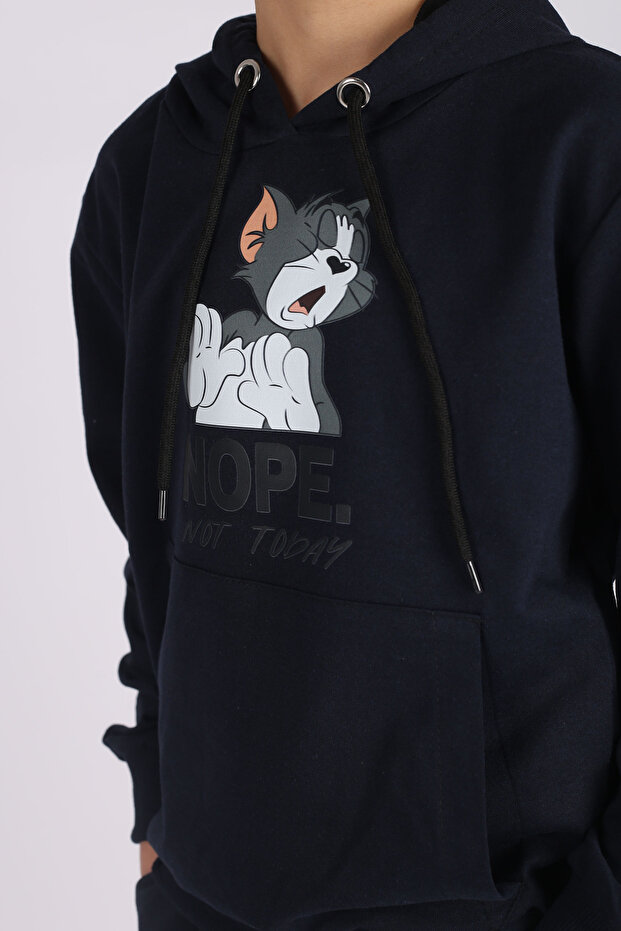 Snow-Teks Tom printed boy's kangaroo pocket and hooded track suit