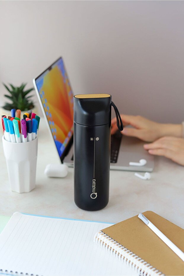 Bambu Detaylı Çelik Termos - 1