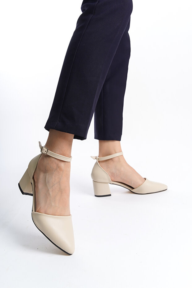 piele bej cu toc clasic - 4