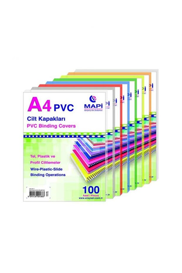 100 غطاء جلدي أزرق - 160 خريطة PVC مقاس A4