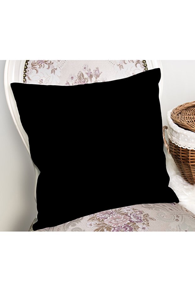 غطاء وسادة بتصميم بلون أسود - 2