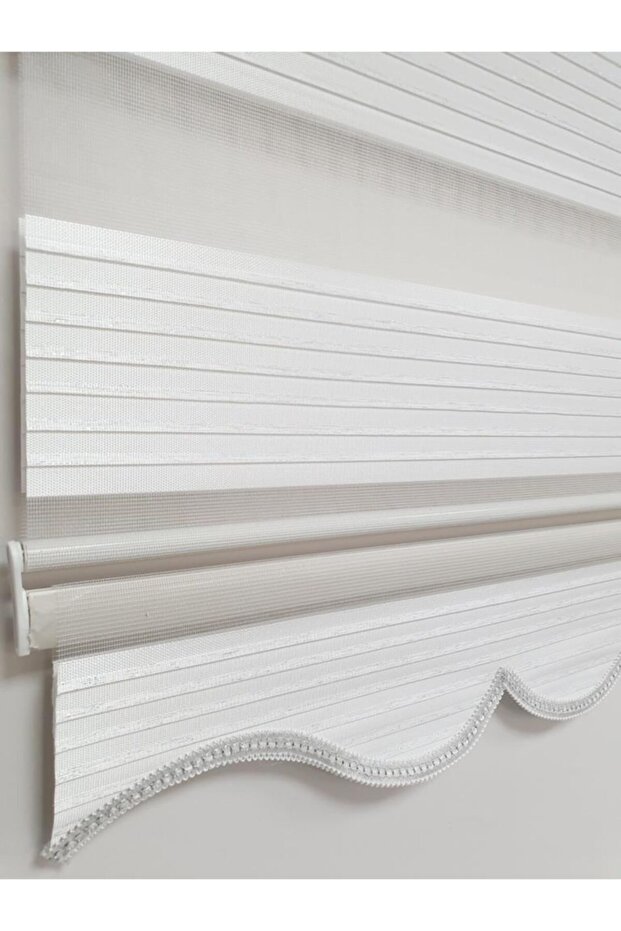 Geniş Pliseli Simli Ekru Zebra Stor Perde Mz292 - 3