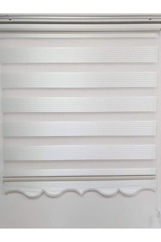 Geniş Pliseli Simli Ekru Zebra Stor Perde Mz292 - 1