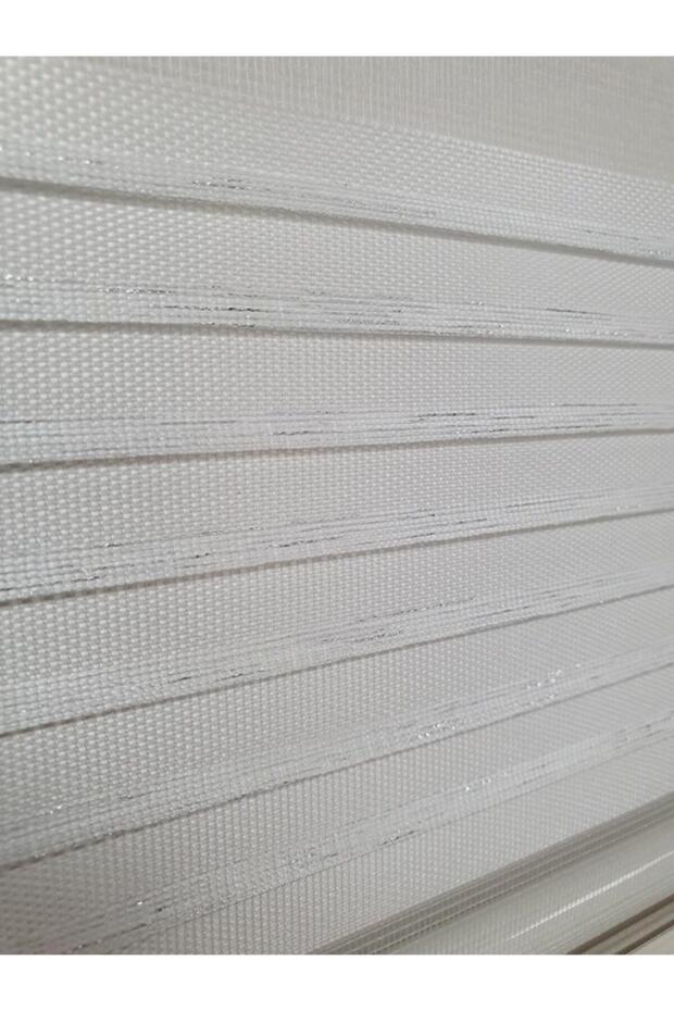 Geniş Pliseli Simli Ekru Zebra Stor Perde Mz292 - 4