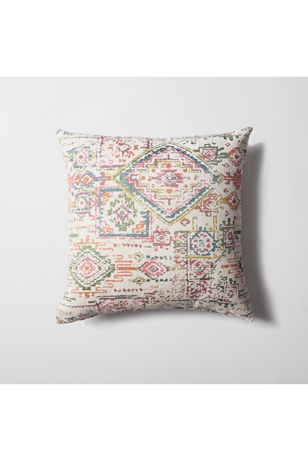 " Kaftan " - Colorful Ethnic Kilim Patterned Woven Throw Pillow 45x45 (Inner Pillow Included)