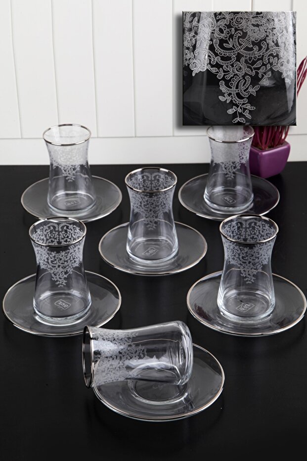 Luxury Platinum Lace Pattern Tea Set - for 6 People