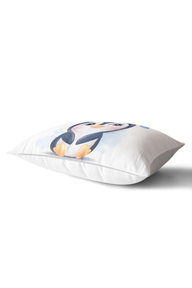 Rectangular Throw Pillow Cover with Cute Penguin Design - 2