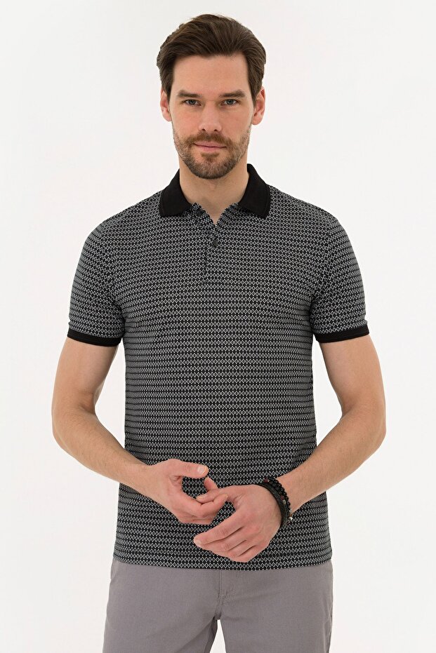 Black Slim Fit Polo Neck T-Shirt