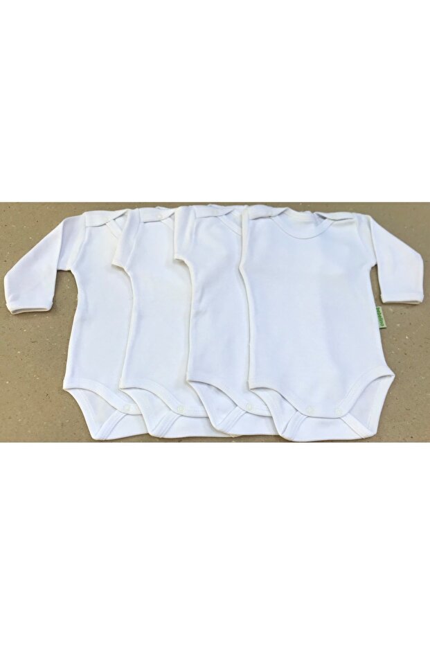 Baby White Snap-on Badi Long Sleeve Pack of 4