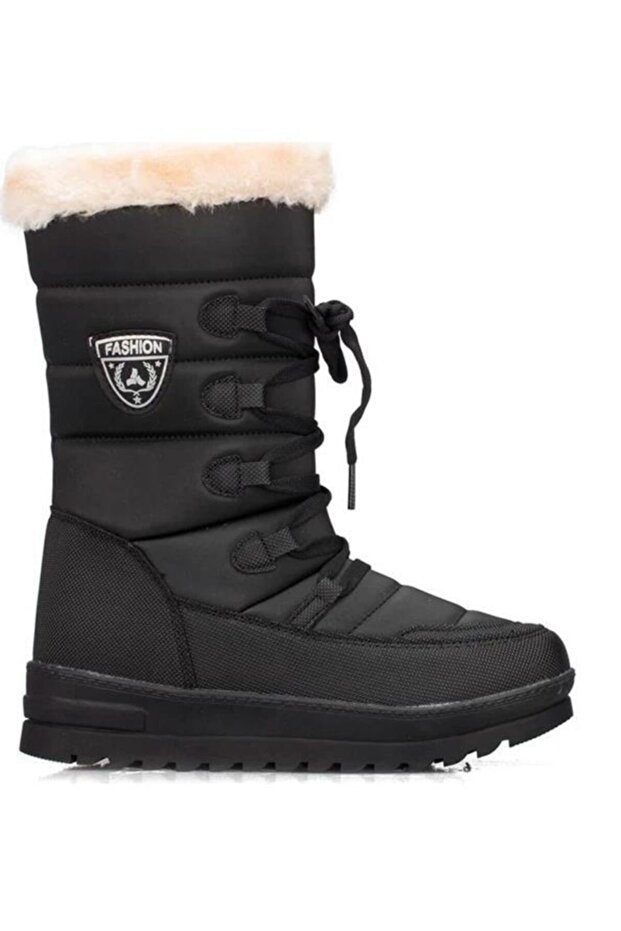 Kadın Siyah Kar Botu Içi Yünlü Kar Çizmesi 995 - 3