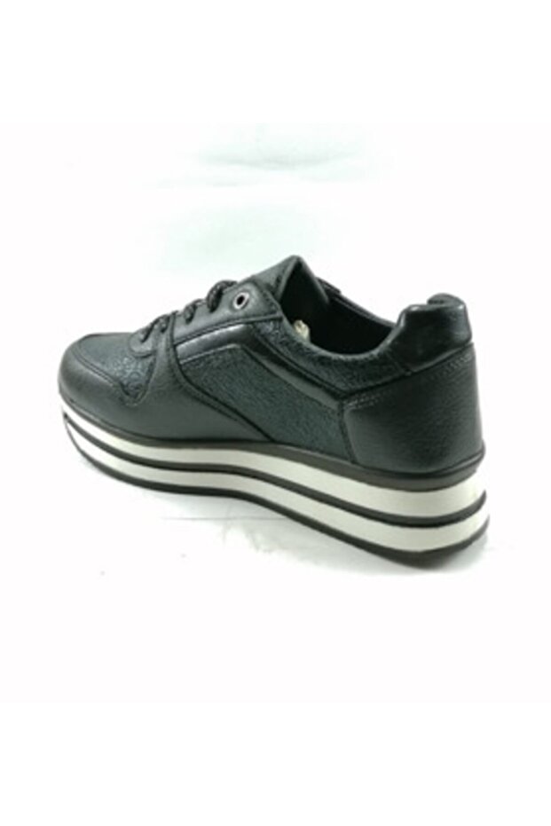 Kadın Siyah Kalın Taban Sneaker Spor Ayakkabı - 4