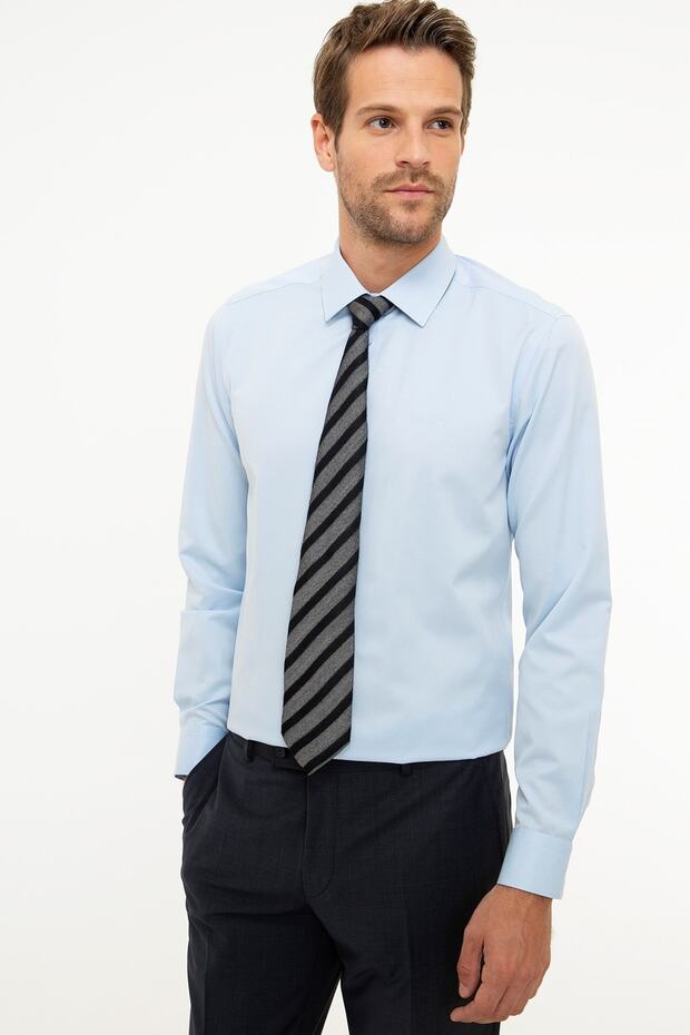Açık Mavi Slim Fit Basic Gömlek - 1