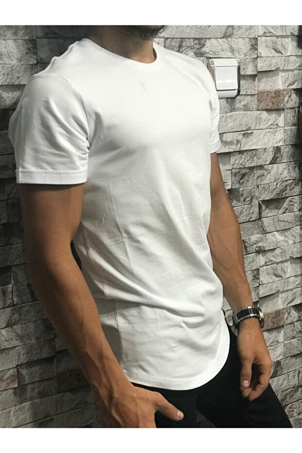 Erkek Beyaz Basic Tişört - 1