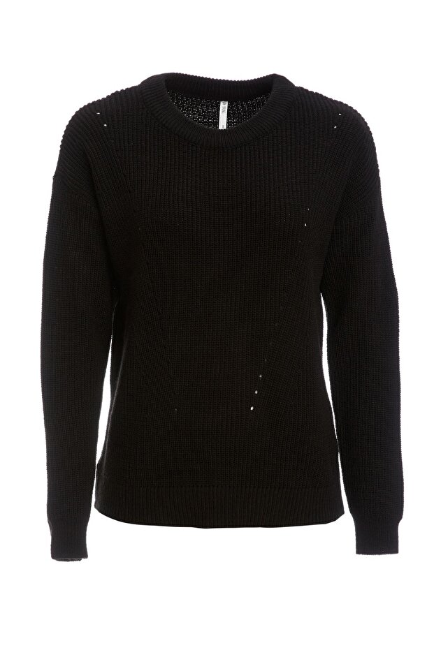 Kadın Siyah Basic Triko Kazak H6905AZ20AU - 1