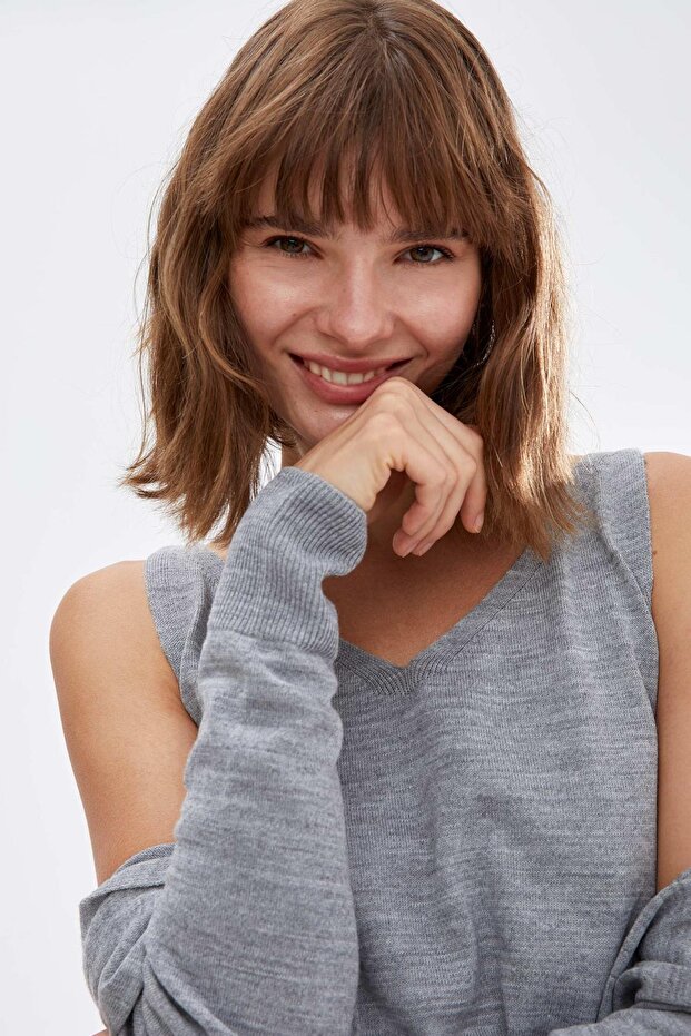 Askılı V Yaka Triko Atlet - 3