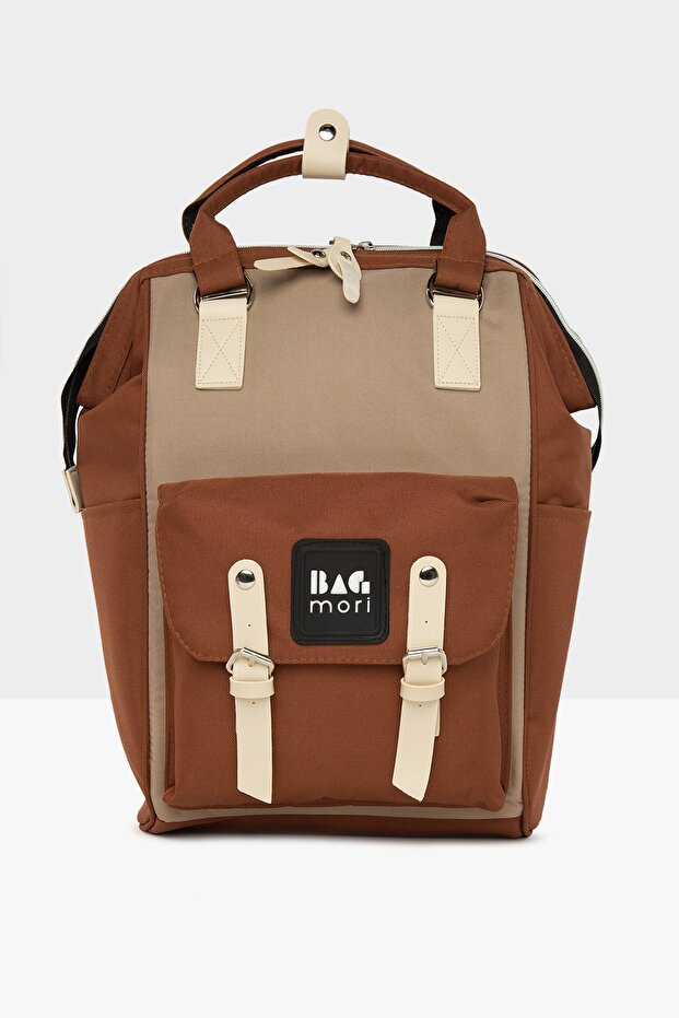 Women's Tan Pocketed Logo Mother Baby Bag M000003884