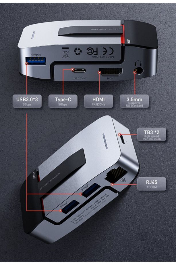 Armor Age 9in1 Type-c Çok Fonksiyonlu Hub Hdmı Rj45 Usb 3.0 - 6