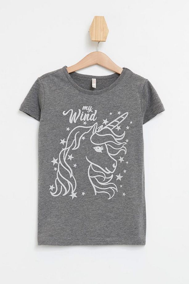 Kız Çocuk Unicorn Baskılı  Tişört - 1