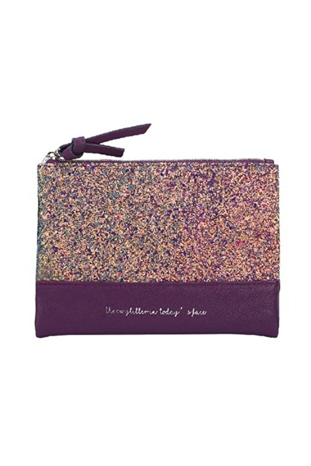 Women's Purple Sequin Clutch Pencil Case