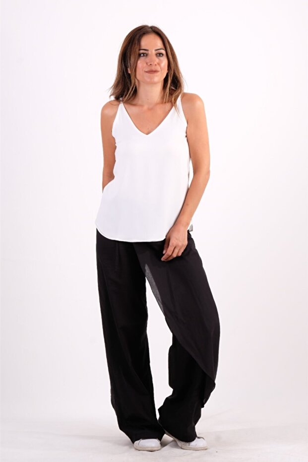 Askılı V Yaka Bluz - 2