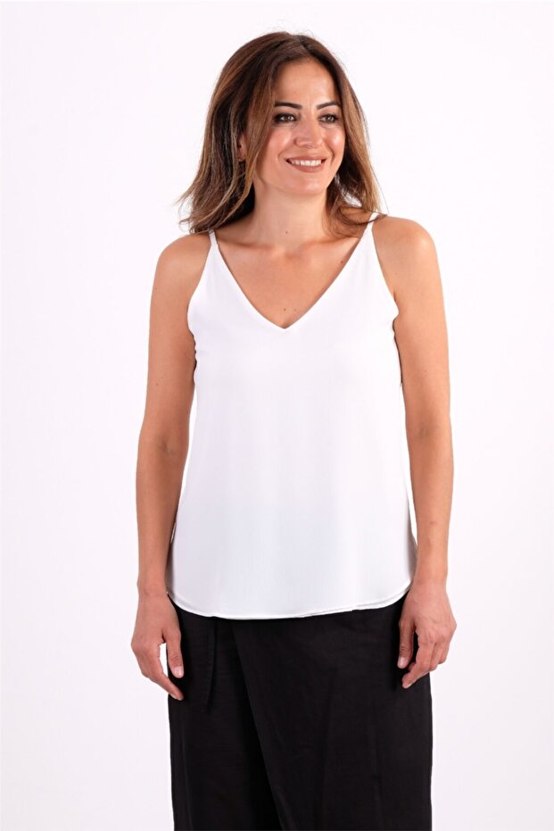 Askılı V Yaka Bluz - 3