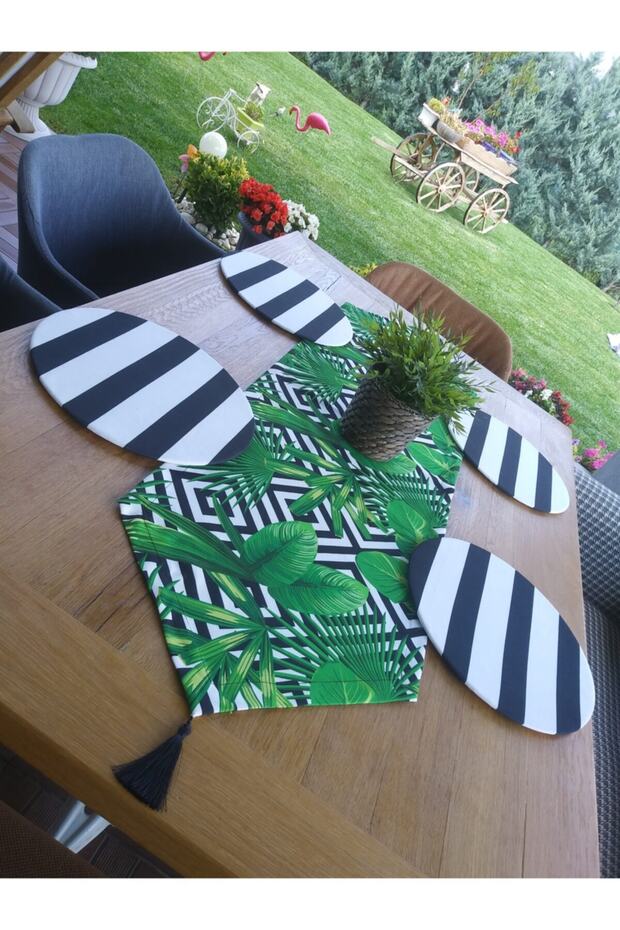 Placemat Set 4 Charger Plates (tropical Pattern Runner)