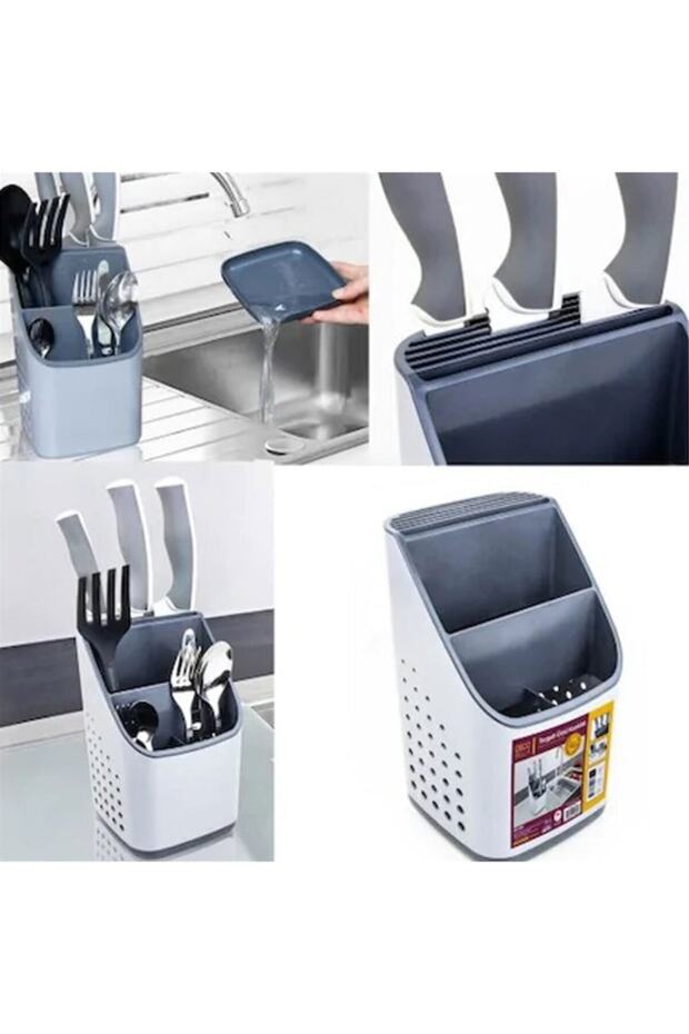 Practical Gray Countertop Spoon Holder - 1
