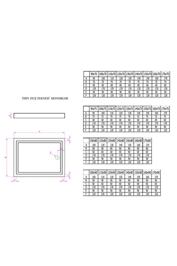 Thin Monoblok Dikdörtgen Duş Teknesi 140x80 cm - 2