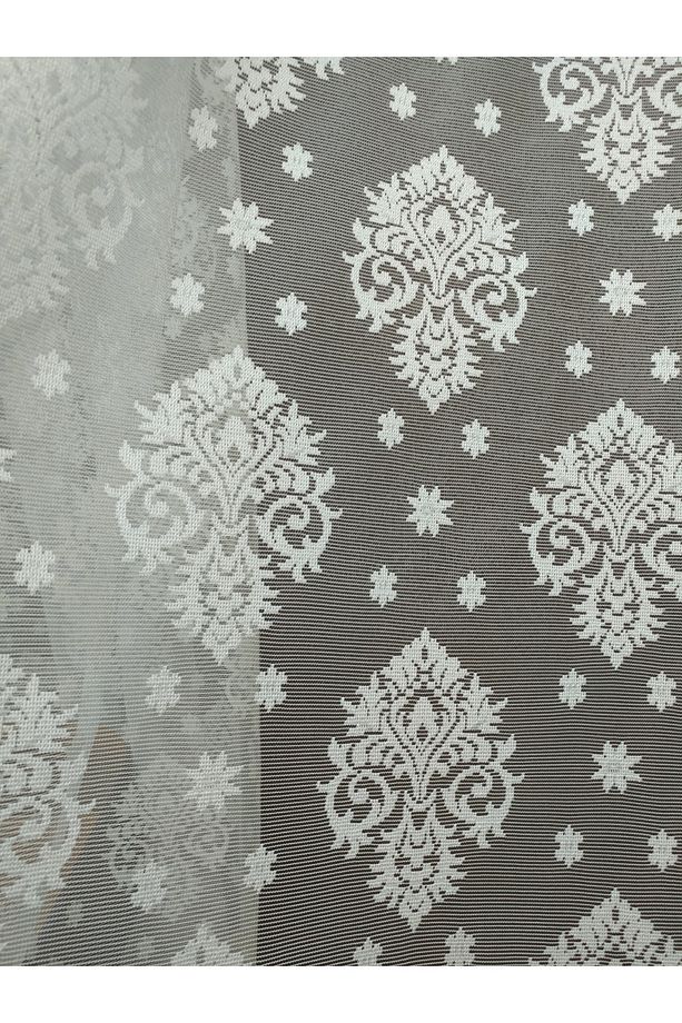 Ekru Damaks Örme Tül Perde 150x200 cm  Normal Pile 1/2.5 - 5