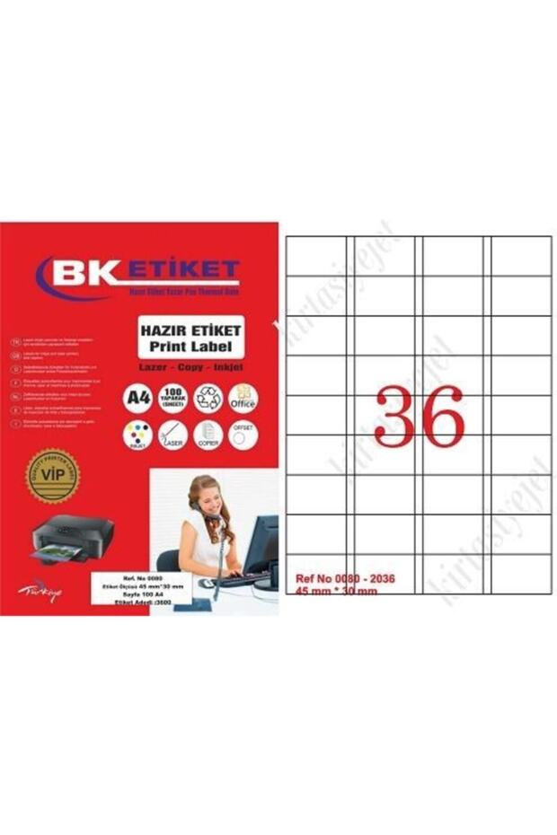 ملصق ليزر مقاس 45 × 30 مم TW-2036، 36 ملصقًا في ورقة A4