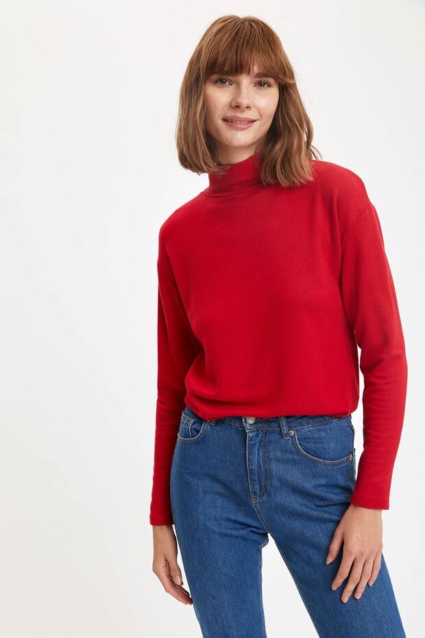 Basic Dik Yaka Triko Kazak - 5