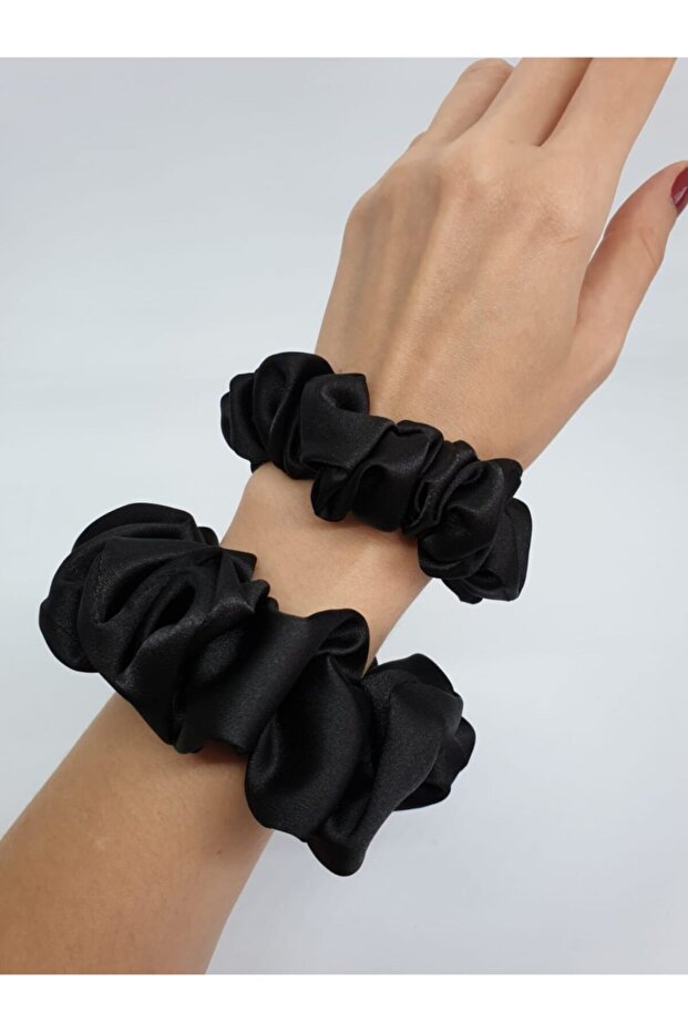 Melkady 131si - Satin Scrunchie Hair Rubber (Pack of 2) Hair Accessory,Clasp