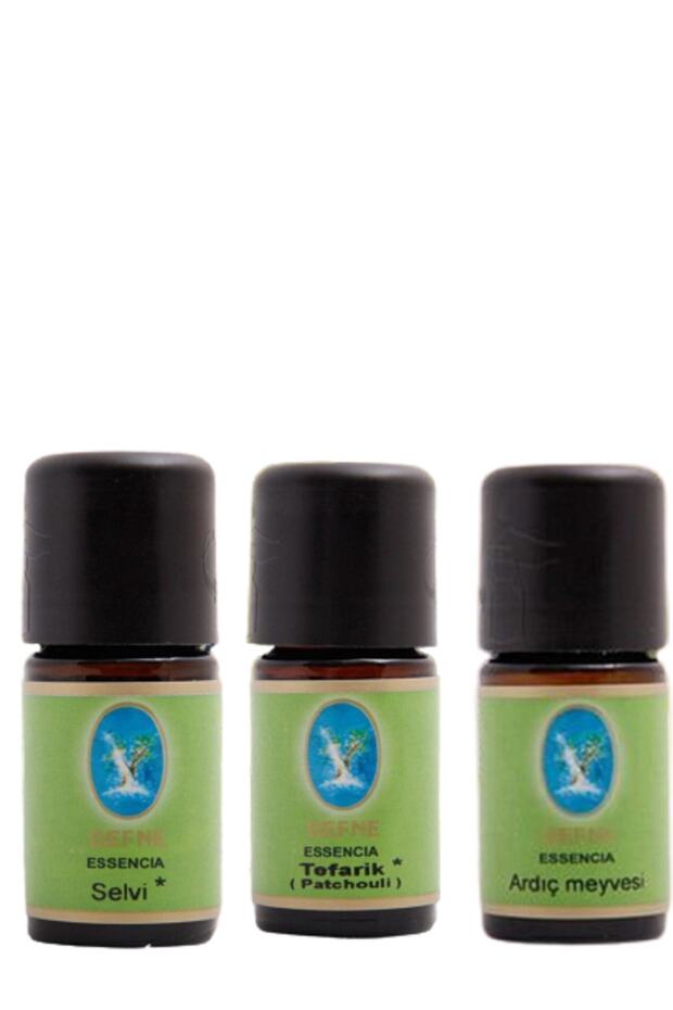Defne Essencia Organic Juniper Oil, Cypress Oil, Patchouli Oil 5 ml 3-Pack