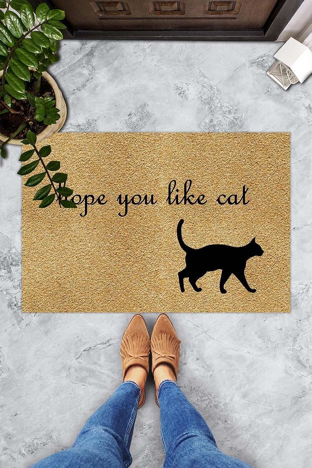 Kedi Desenli Dekoratif Kapı Önü Paspası - 1