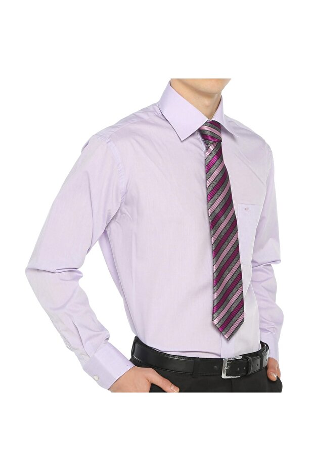 Lavanta Mor Poplin Gömlek - 1