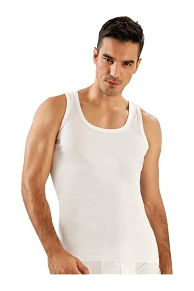 قميص داخلي رجالي من القطن الممشط باللون الأبيض مكون من 7 قطع - 1