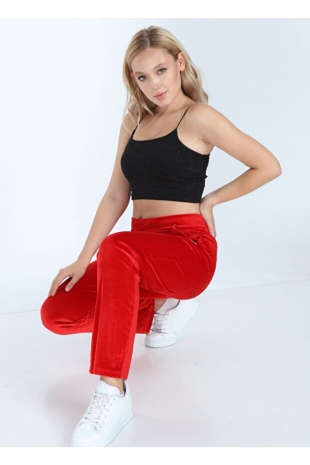 Kadın Kırmızı Kadife Alt - 5