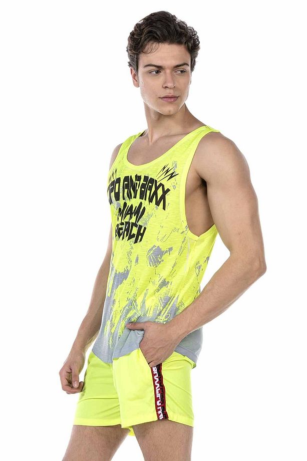 Erkek Neon Sarı Deniz Şortu Atlet Takım - 2