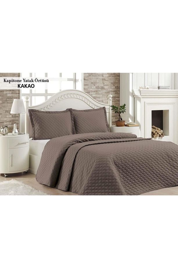 Cotton Collection Tek Kişilik Kapitone Yatak Örtüsü Kakao - 1