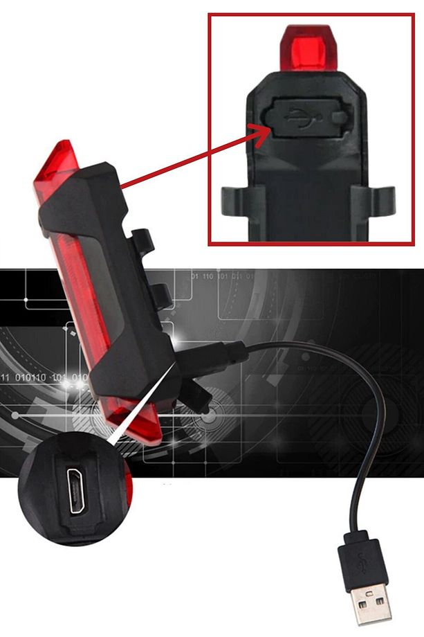 2 Adet Usb Şarj Edilebilir Parlak Bisiklet Led Lamba Su Geçirmez Güvenlik Uyarı Arka Lamba Işığı - 2