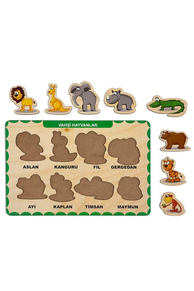 Ahşap Bul Tak Eğitici 2 Adet Yapboz Puzzle Seti - 5