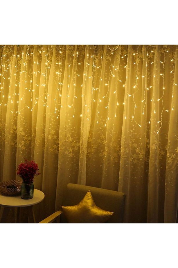 6x1 Metre Perde Led Animasyonlu 24 Saçaklı Kablolu Fişli Eklenebilir 8 Fonksiyonlu - 6