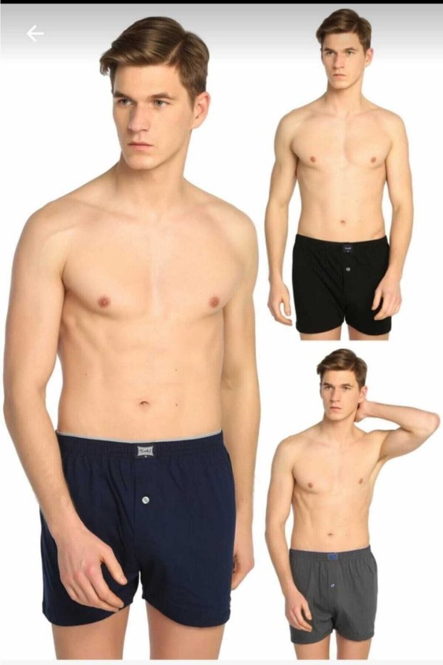 3 Lü Düğmeli Penye Boxer