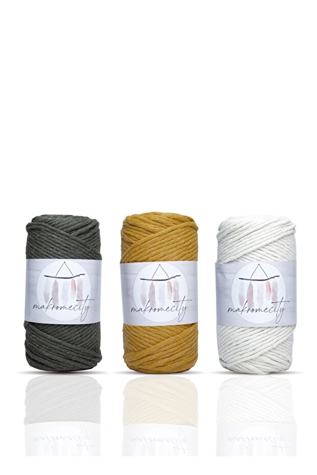 Premium 3mm Macrame Floss - Scalable Hobby Set Khaki Mustard Ecru - 1